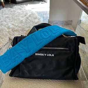 Bimba Y Lola Black Lambskin Doubled Handled Satchel